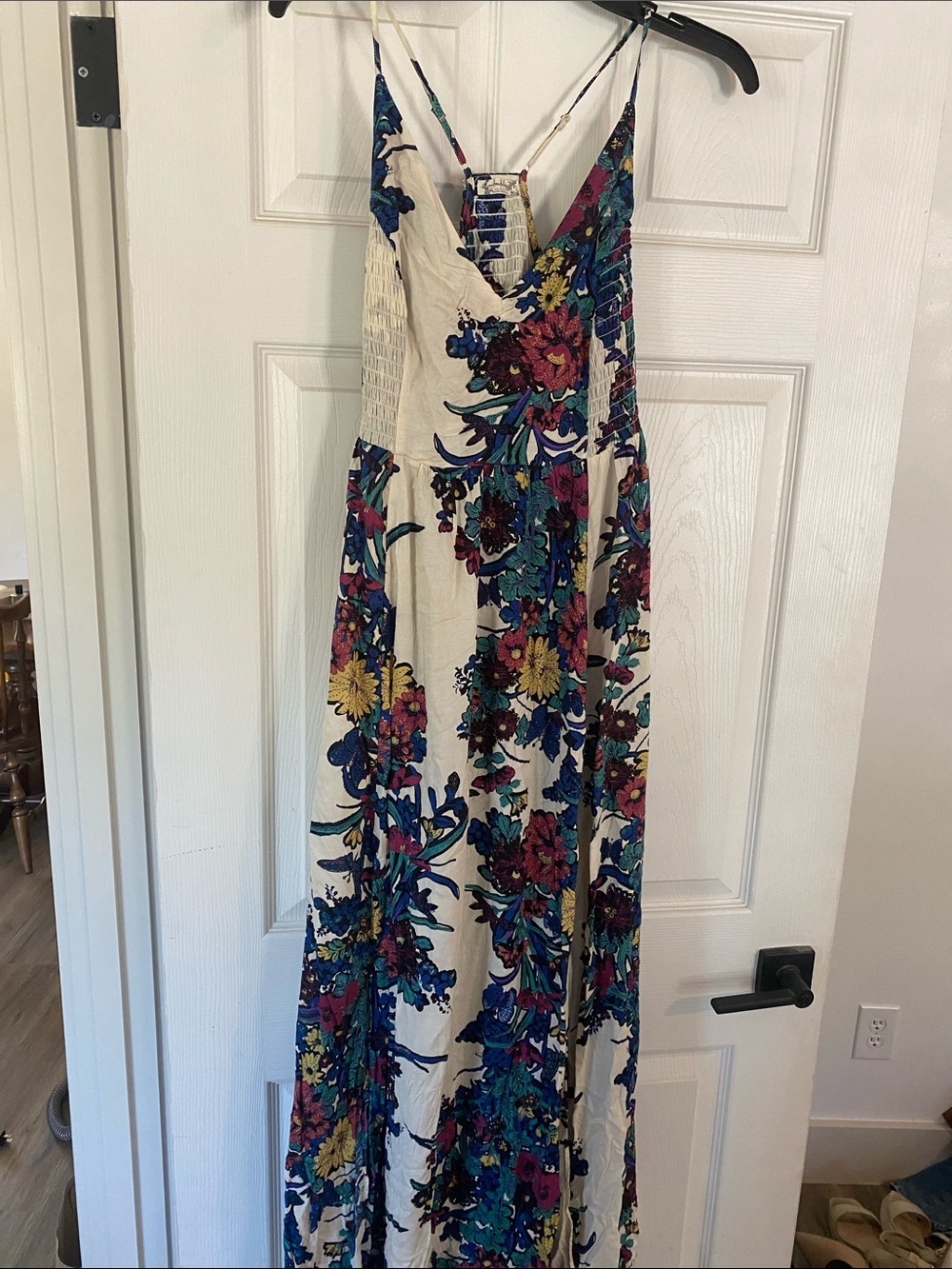 Intimately Free People Floral Maxi Dress with Blue, Teal & Magenta Print